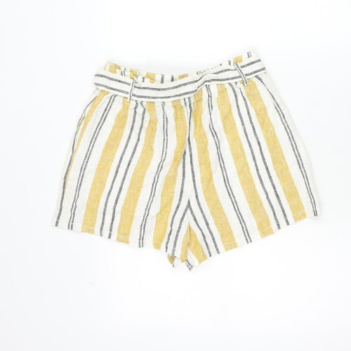 F&F Women’s Multicoloured Stripe Wrap Skort Size 12 Linen Blend
