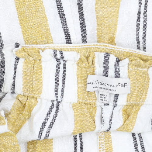 F&F Women’s Multicoloured Stripe Wrap Skort Size 12 Linen Blend