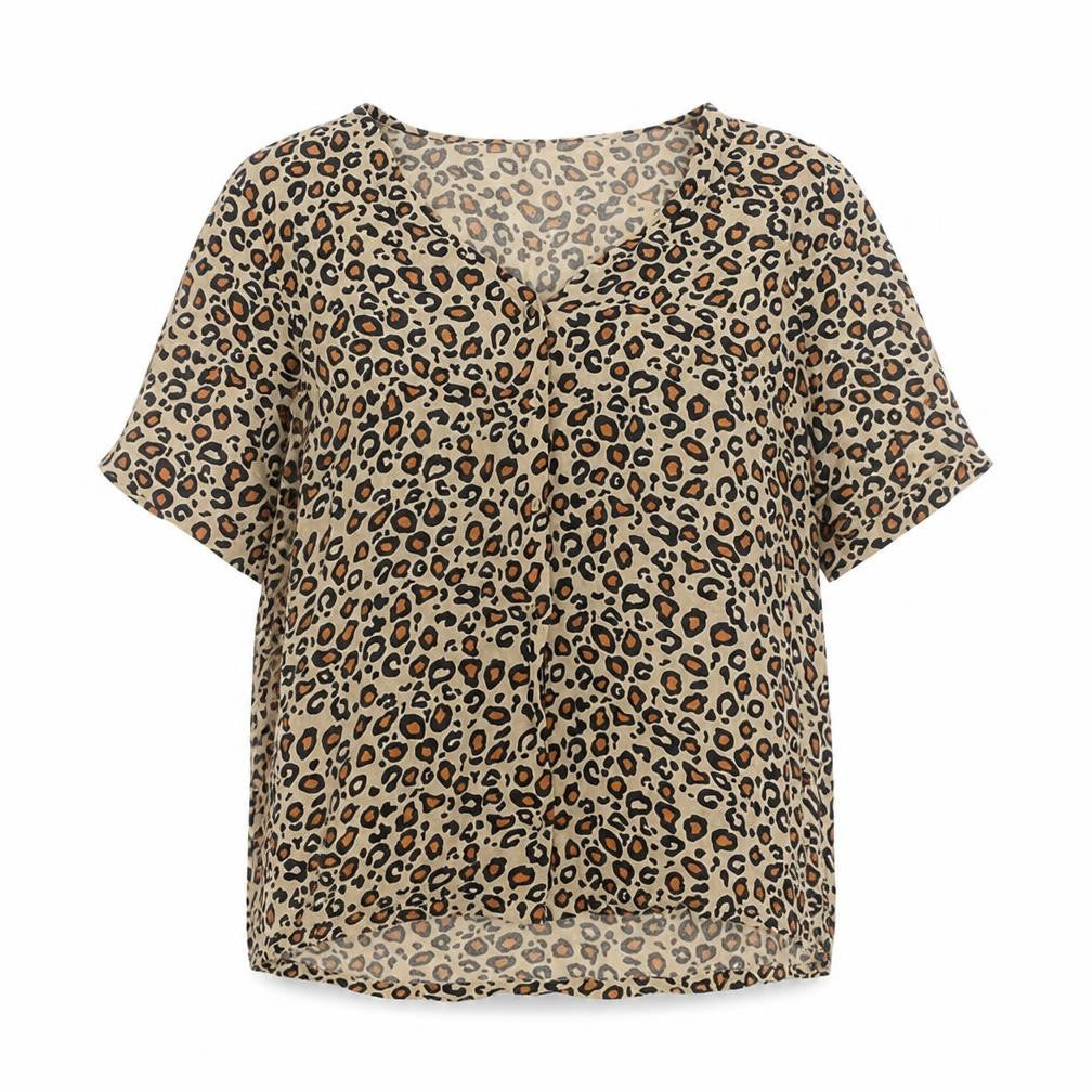 Front view of Pieces Women’s Multicoloured Leopard Print Viscose Blouse S