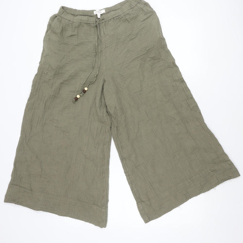 Marks and Spencer Per Una Women’s Green Size 8 Wide-Leg Cropped Trousers