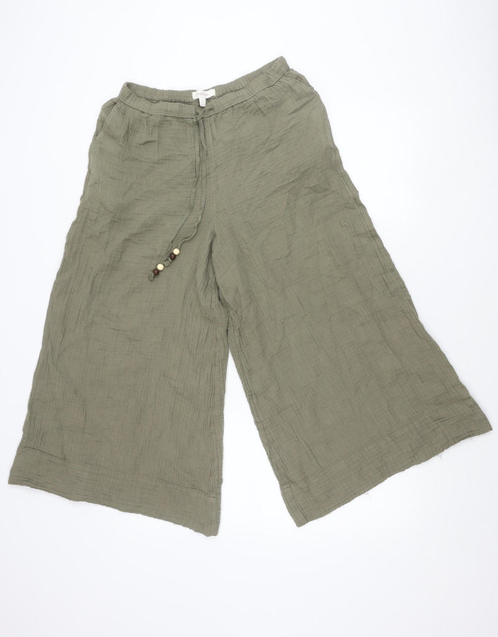 Marks and Spencer Per Una Women’s Green Size 8 Wide-Leg Cropped Trousers