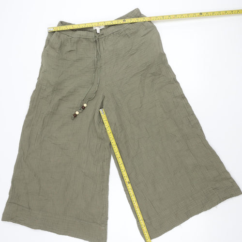Marks and Spencer Per Una Women’s Green Size 8 Wide-Leg Cropped Trousers