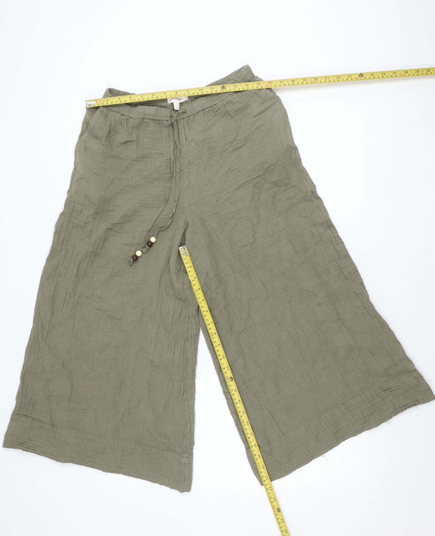Marks and Spencer Per Una Women’s Green Size 8 Wide-Leg Cropped Trousers