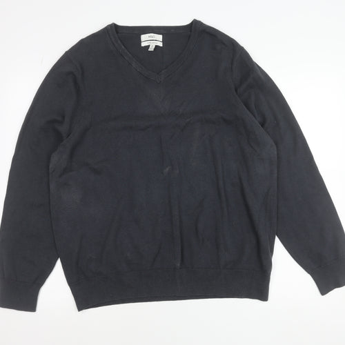Marks and Spencer Men’s Grey 2XL V-Neck Cotton Jumper
