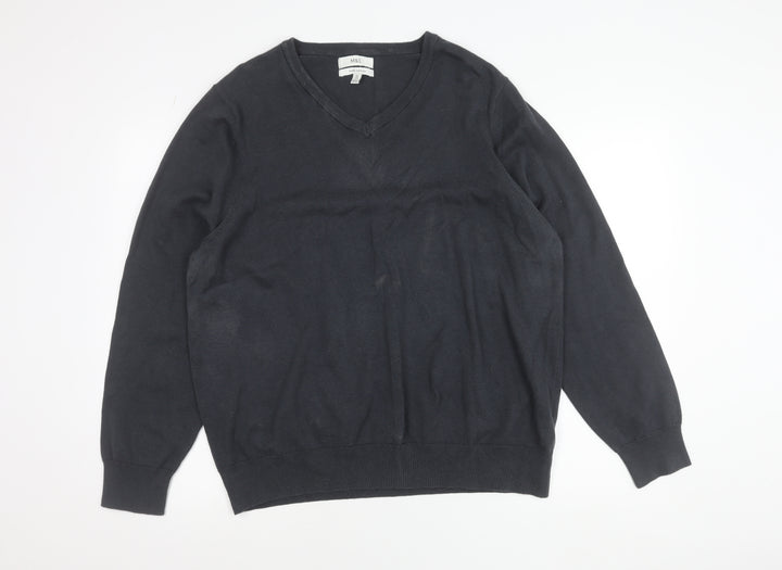 Marks and Spencer Men’s Grey 2XL V-Neck Cotton Jumper
