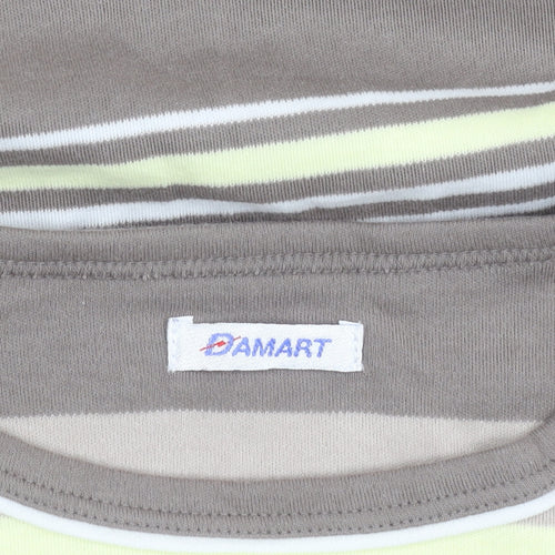 Damart Women’s Brown Striped 3/4 Sleeve Cotton T-Shirt UK 14/16