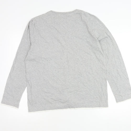 Next Men’s Grey V-Neck Long Sleeve Cotton T-Shirt L