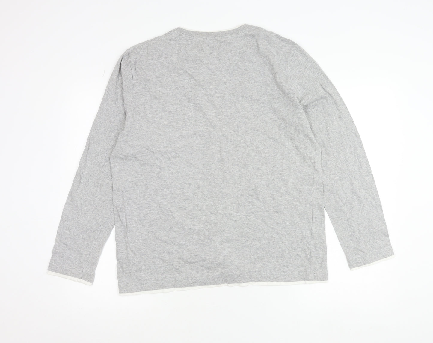 Next Men’s Grey V-Neck Long Sleeve Cotton T-Shirt L