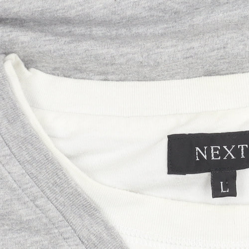 Next Men’s Grey V-Neck Long Sleeve Cotton T-Shirt L