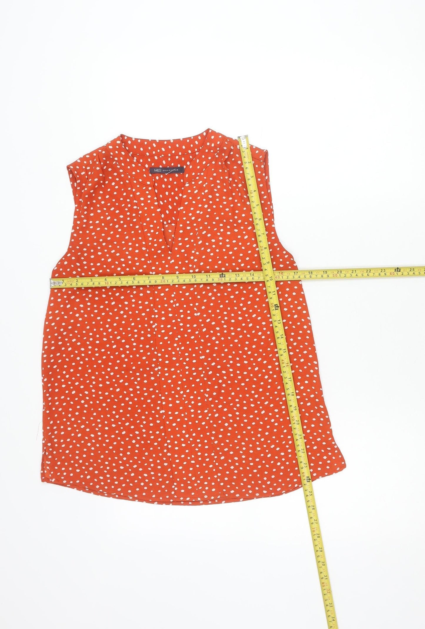 Marks and Spencer Women’s Orange Polka Dot Sleeveless Blouse Size 10