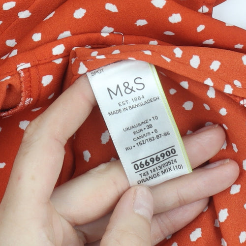Marks and Spencer Women’s Orange Polka Dot Sleeveless Blouse Size 10