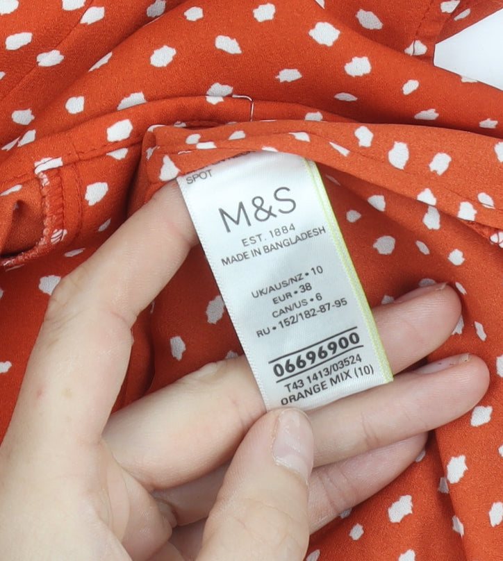 Marks and Spencer Women’s Orange Polka Dot Sleeveless Blouse Size 10