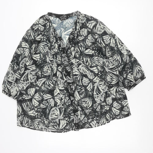 Kaleidoscope Womens Black Butterfly Print Tunic Blouse Size 12