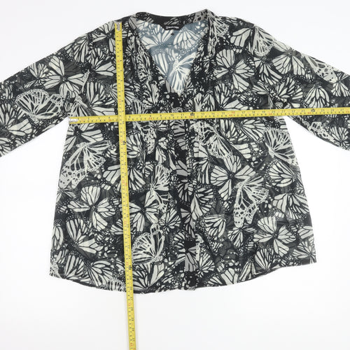 Kaleidoscope Womens Black Butterfly Print Tunic Blouse Size 12