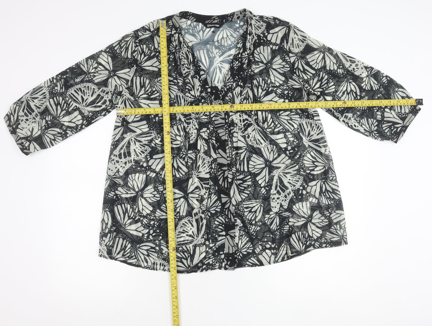 Kaleidoscope Womens Black Butterfly Print Tunic Blouse Size 12