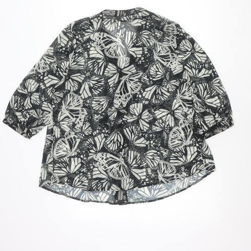 Kaleidoscope Womens Black Butterfly Print Tunic Blouse Size 12