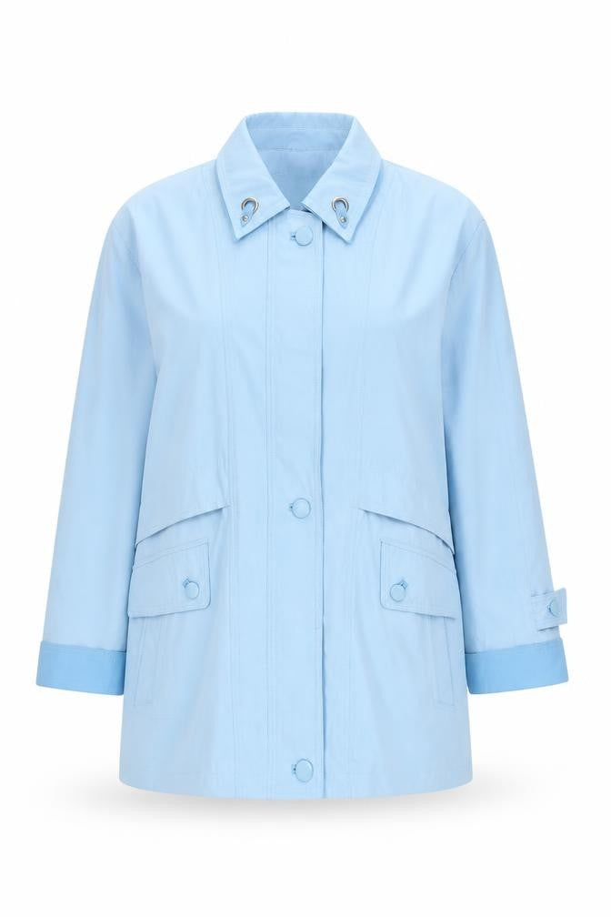 Front view of Strak Sportline Women Blue L Basic Jacket Collared Button Pockets