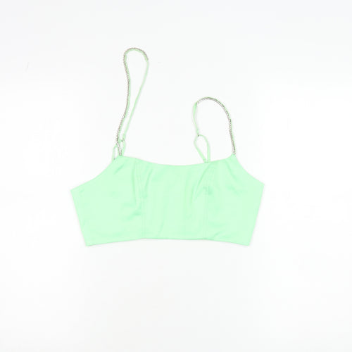 Oh Polly Womens Green Size 10 Cropped Satin Zip Tank Top