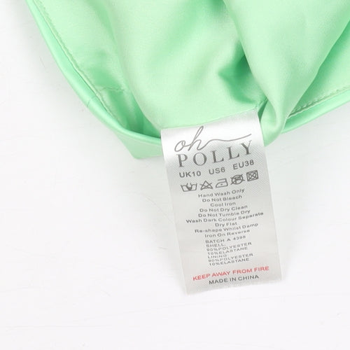 Oh Polly Womens Green Size 10 Cropped Satin Zip Tank Top