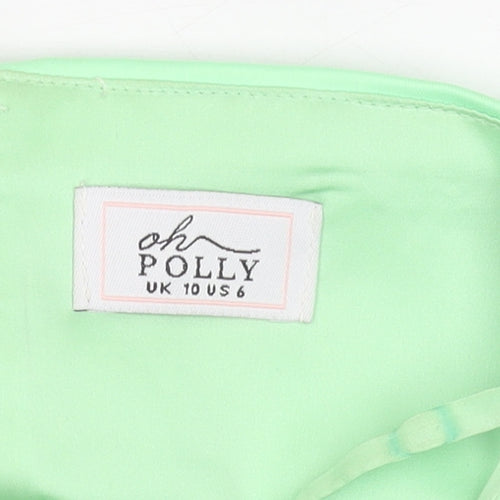 Oh Polly Womens Green Size 10 Cropped Satin Zip Tank Top