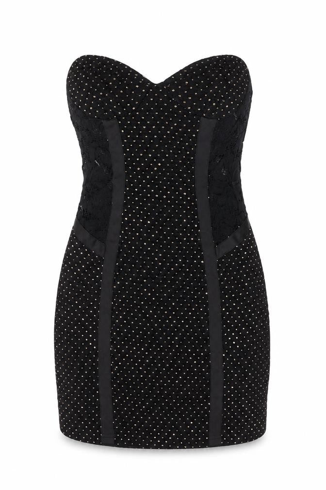 Naanaa Womens Black Strapless Sweetheart Lace Bodycon Dress Size 8