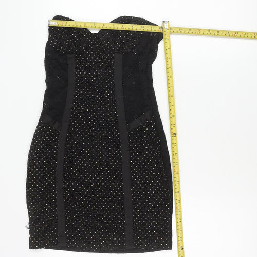 Naanaa Womens Black Strapless Sweetheart Lace Bodycon Dress Size 8