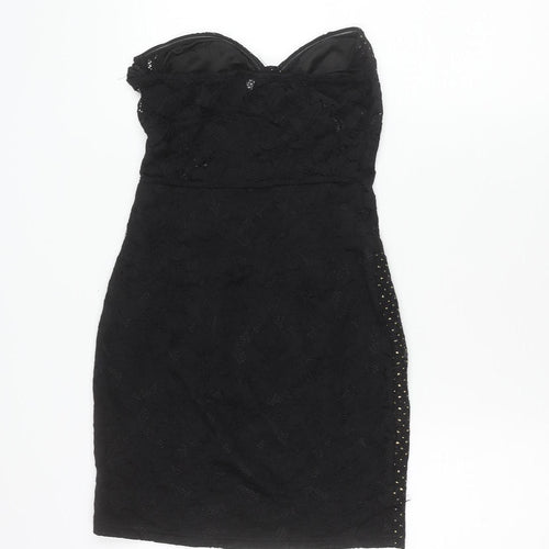 Naanaa Womens Black Strapless Sweetheart Lace Bodycon Dress Size 8
