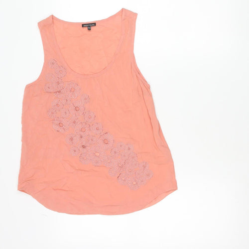 Warehouse Womens Pink Floral Embroidered Tank Top Size 12