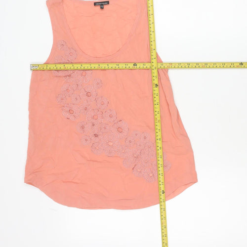 Warehouse Womens Pink Floral Embroidered Tank Top Size 12