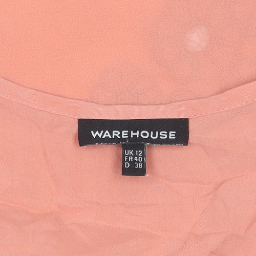 Warehouse Womens Pink Floral Embroidered Tank Top Size 12