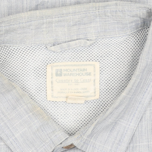 Mountain Warehouse Men's Blue L Large Short Sleeve Button-Up Shirt