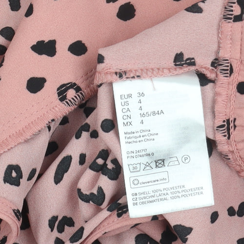H&M Divided Women’s Pink Animal Print Wrap Blouse Top Size 8