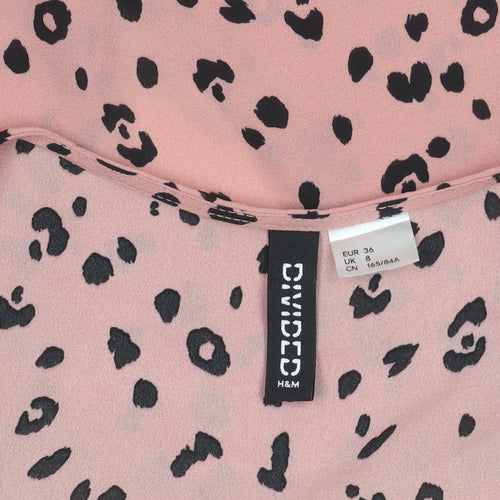 H&M Divided Women’s Pink Animal Print Wrap Blouse Top Size 8