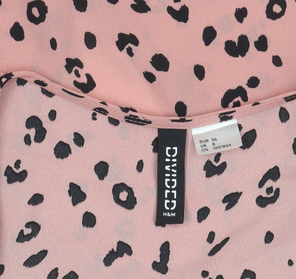 H&M Divided Women’s Pink Animal Print Wrap Blouse Top Size 8