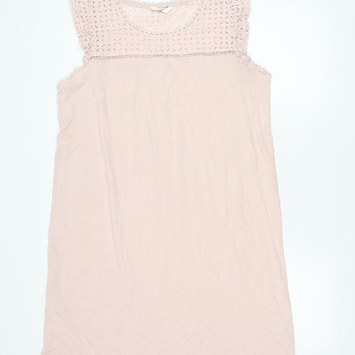 Marks and Spencer Womens Pink Size L Shift Dress Crochet Sleeveless