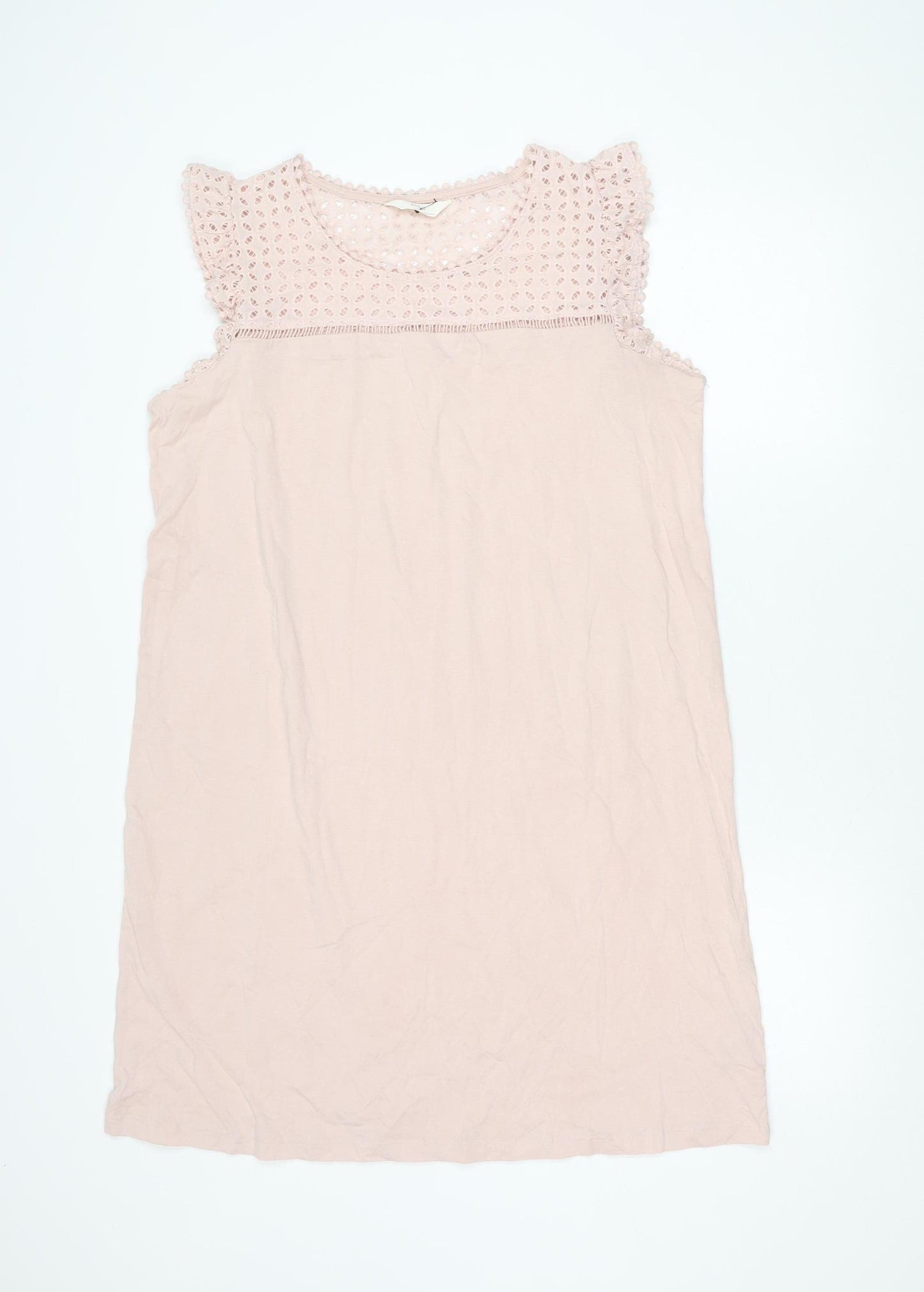 Marks and Spencer Womens Pink Size L Shift Dress Crochet Sleeveless