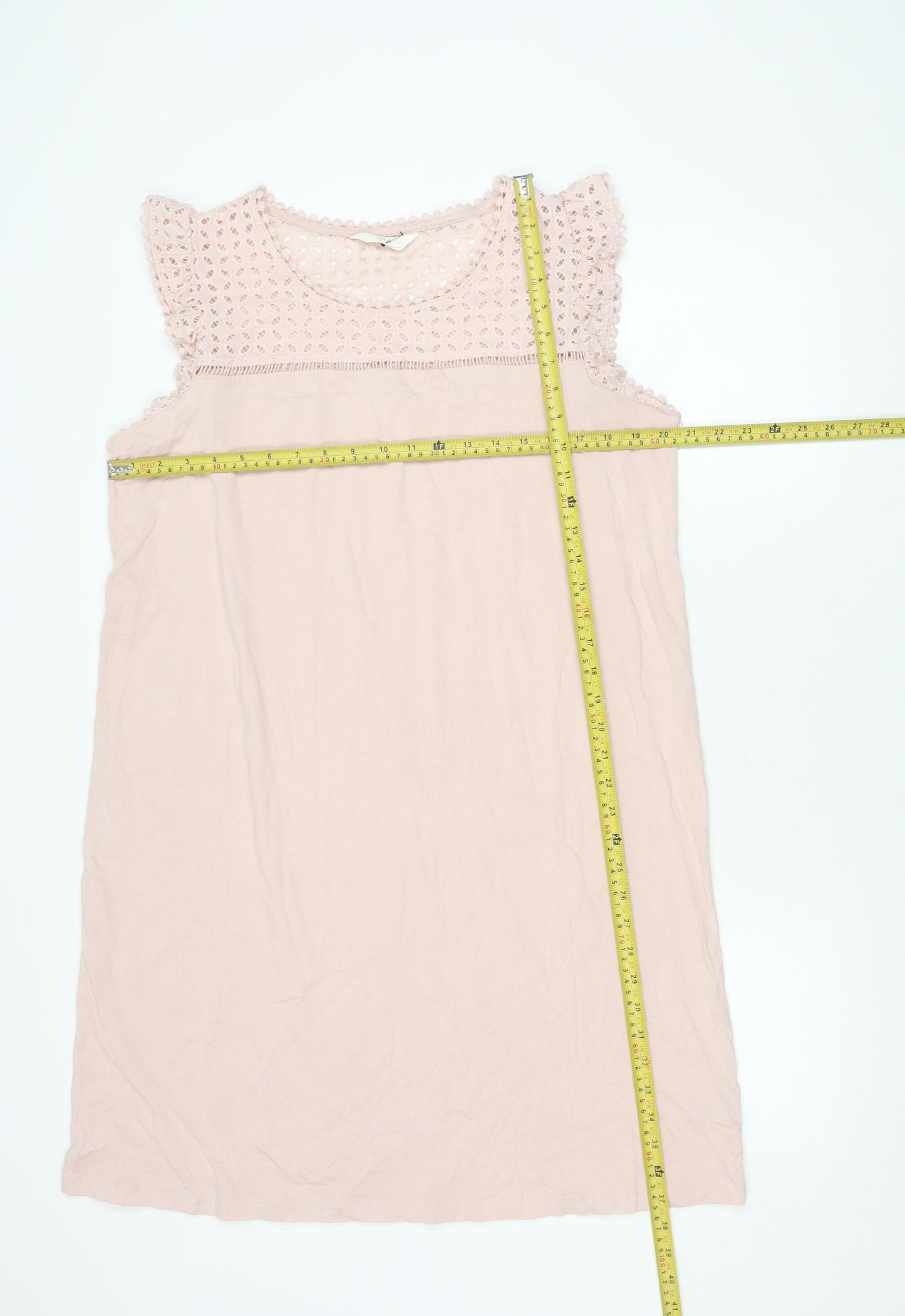 Marks and Spencer Womens Pink Size L Shift Dress Crochet Sleeveless