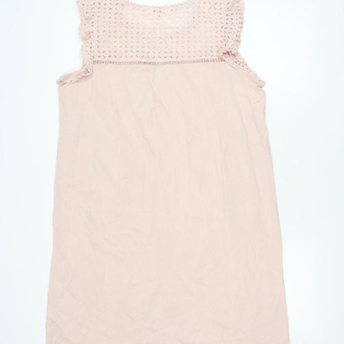 Marks and Spencer Womens Pink Size L Shift Dress Crochet Sleeveless