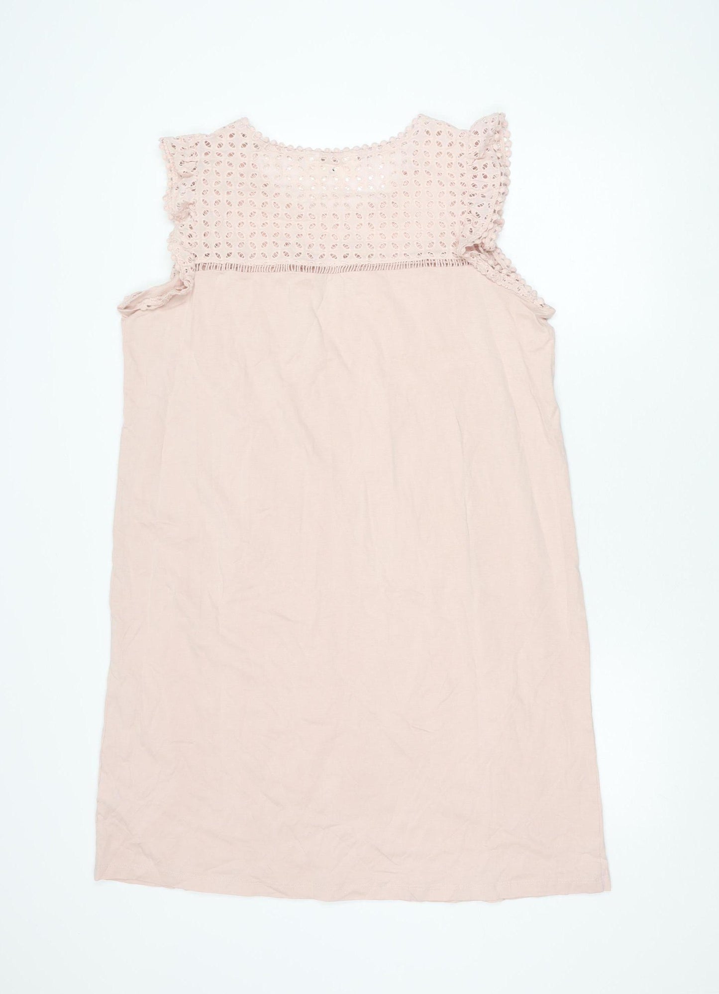 Marks and Spencer Womens Pink Size L Shift Dress Crochet Sleeveless