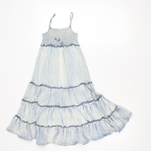 Next Girls Blue Cotton Trapeze Swing Summer Dress Age 6 Years