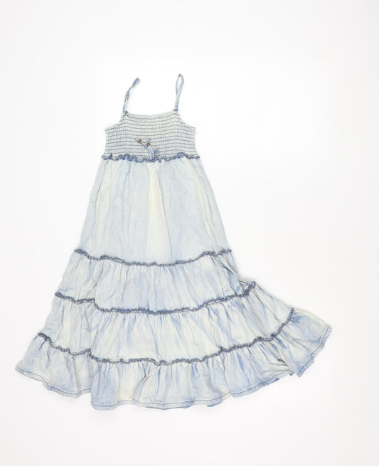 Next Girls Blue Cotton Trapeze Swing Summer Dress Age 6 Years