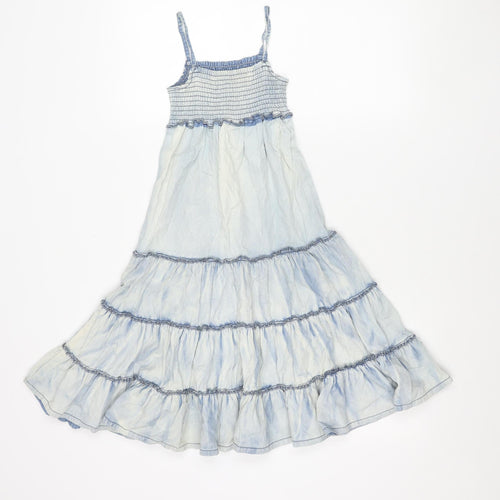 Next Girls Blue Cotton Trapeze Swing Summer Dress Age 6 Years