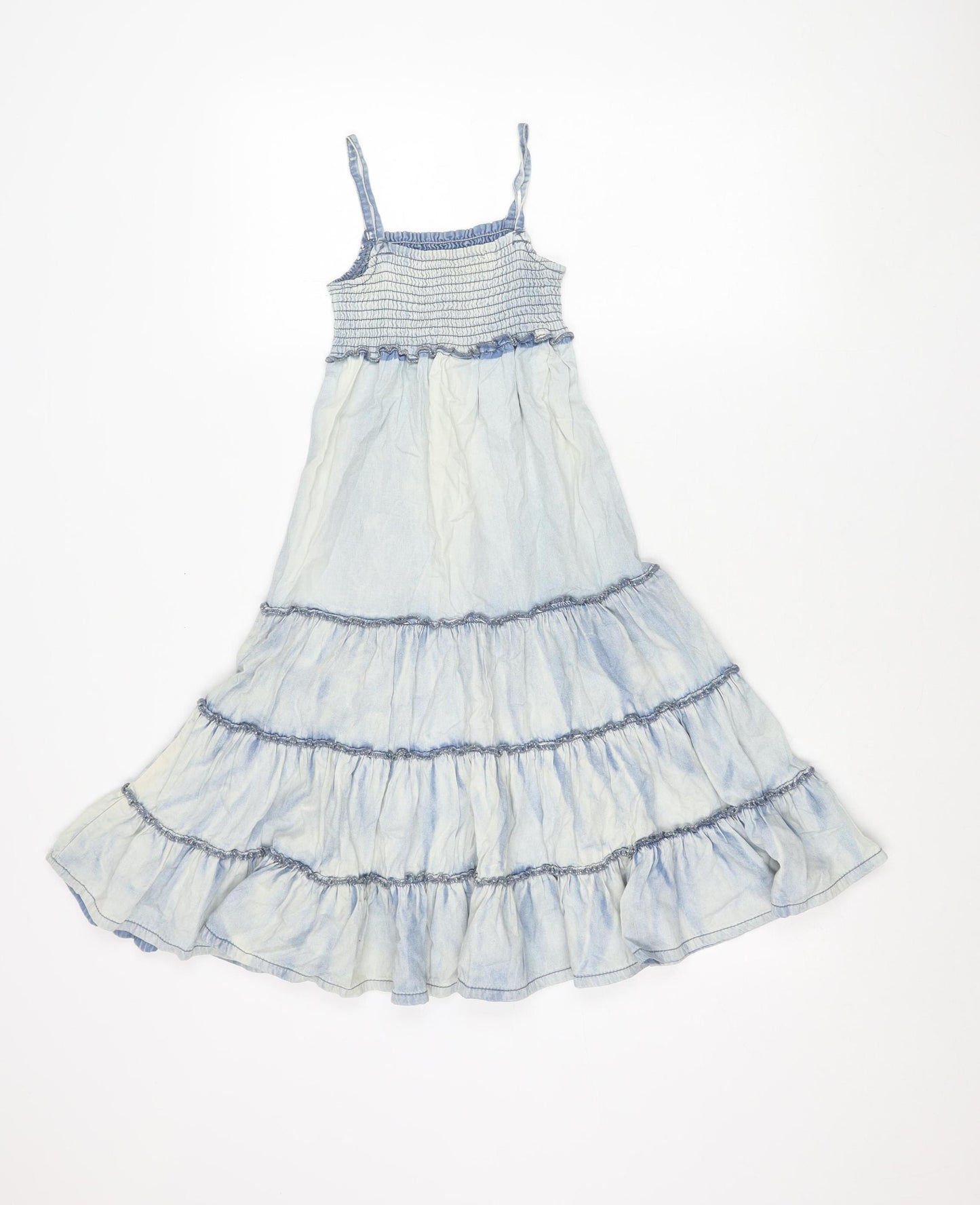 Next Girls Blue Cotton Trapeze Swing Summer Dress Age 6 Years