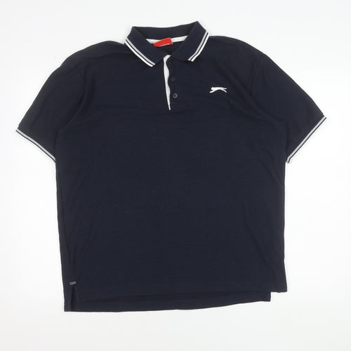 Slazenger Men’s Blue Polo Shirt Size L Regular Fit Short Sleeve