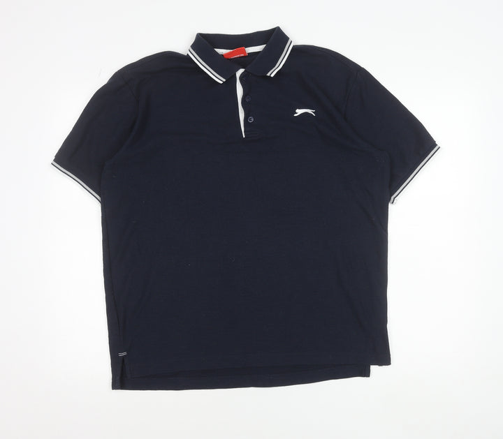 Slazenger Men’s Blue Polo Shirt Size L Regular Fit Short Sleeve