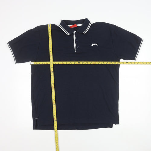 Slazenger Men’s Blue Polo Shirt Size L Regular Fit Short Sleeve