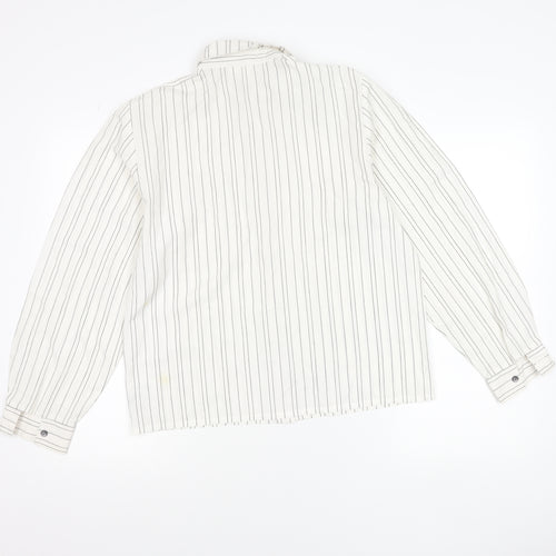 Richards Womens White Striped Button-Up Shirt Size 12 Long Sleeve