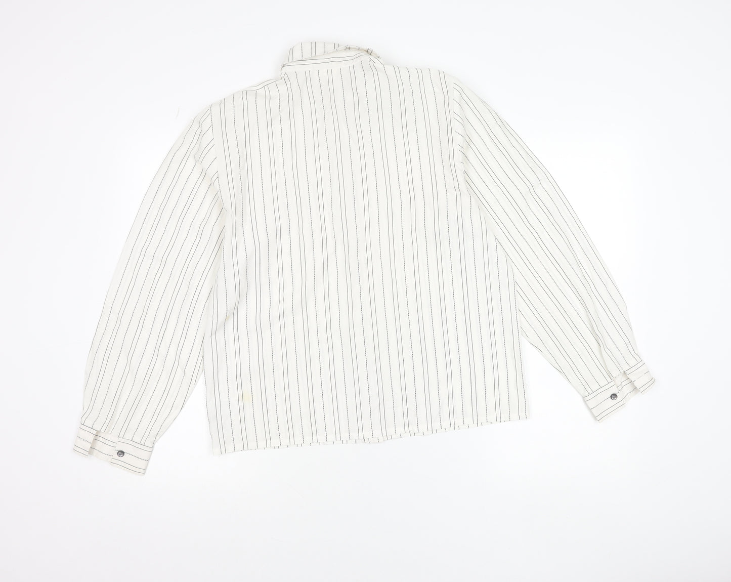 Richards Womens White Striped Button-Up Shirt Size 12 Long Sleeve