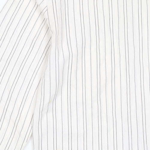 Richards Womens White Striped Button-Up Shirt Size 12 Long Sleeve
