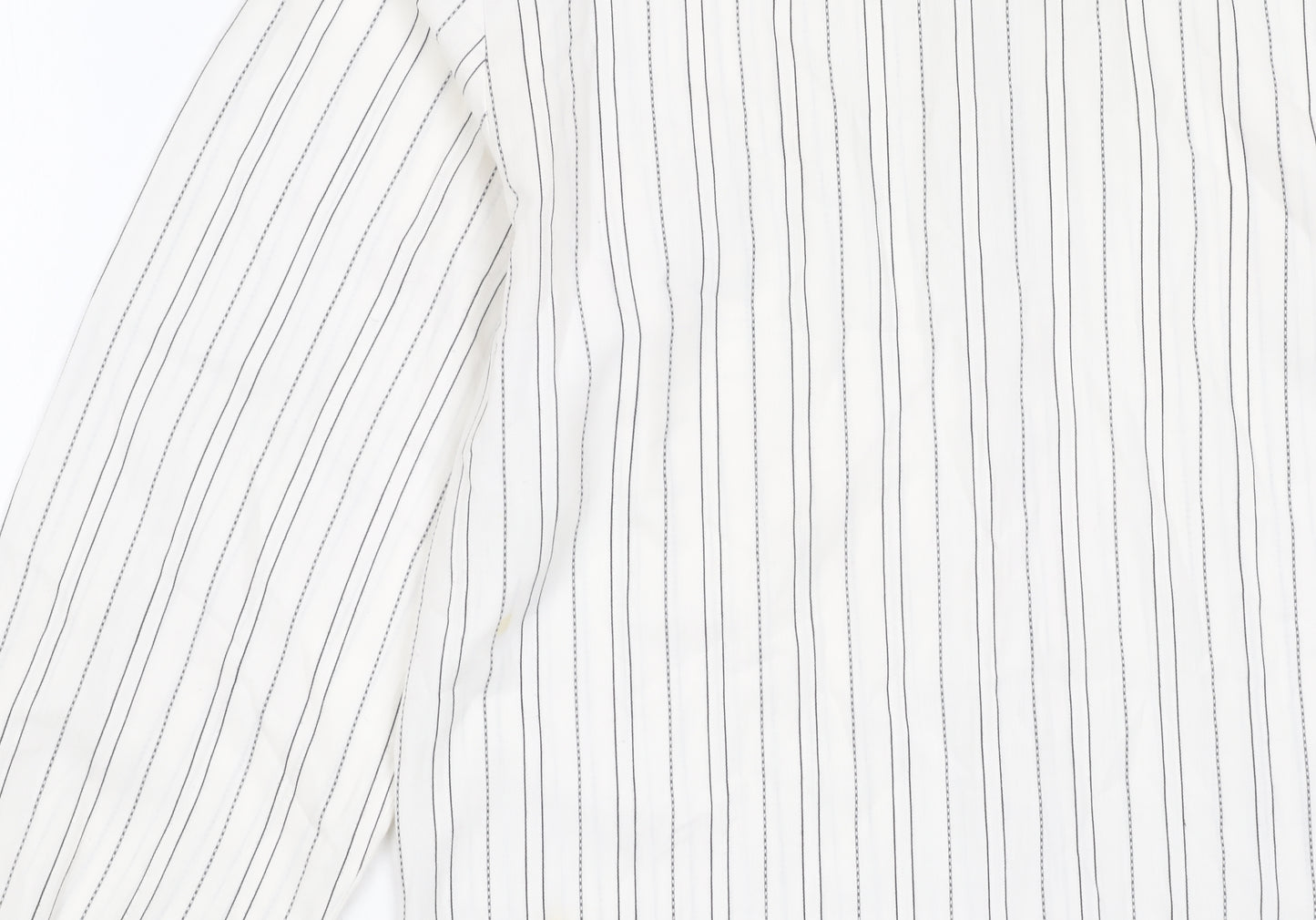 Richards Womens White Striped Button-Up Shirt Size 12 Long Sleeve